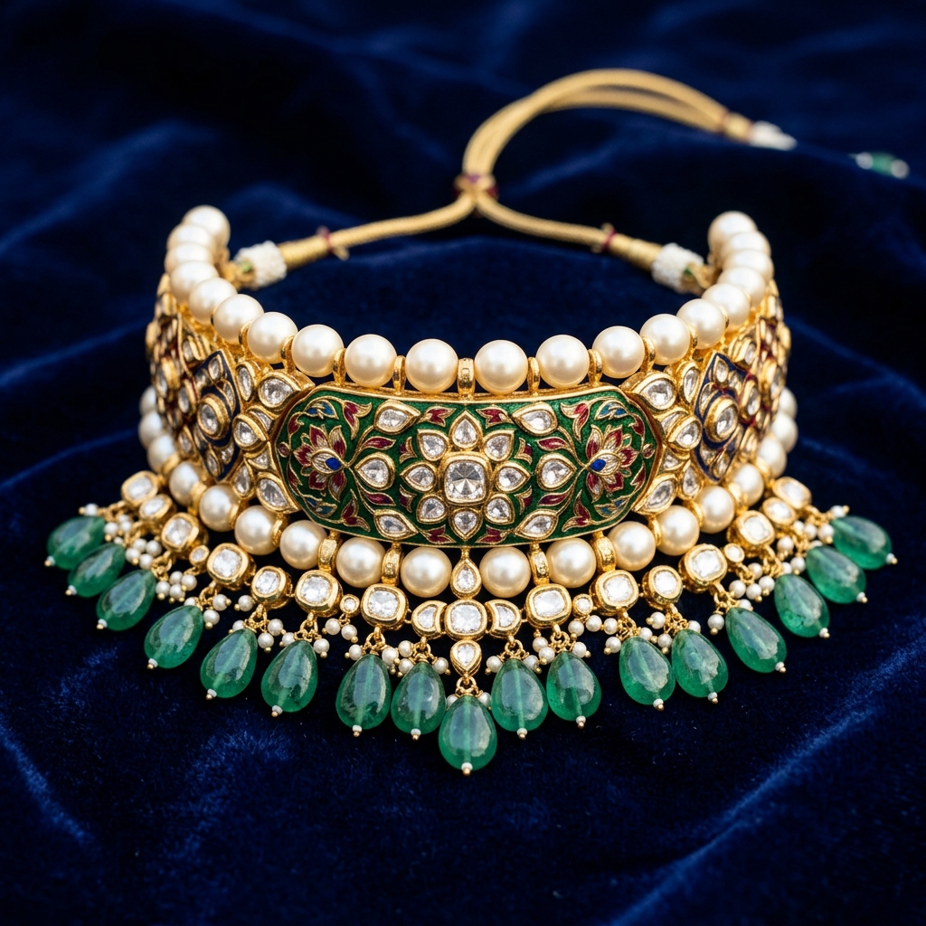 Jodhpur Meenakari Polki Choker